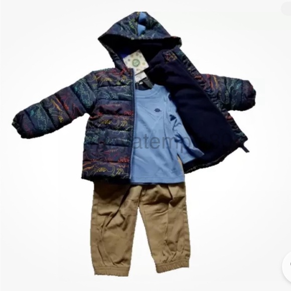 Kids Little me 3 piece Boys set Dinosaur Jacket 12 Month - Picture 3 of 10